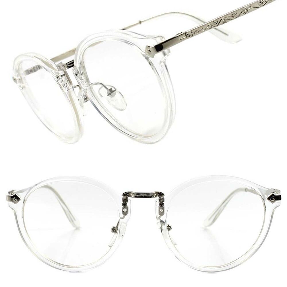 Indie Classic Vintage Retro Fashion Stylish Transparent Round Clear Lens Glasses - Picture 1 of 4